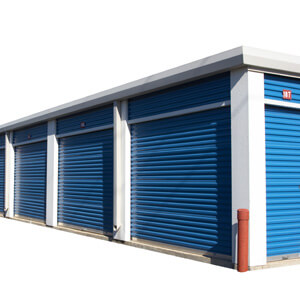 storage units blue white background